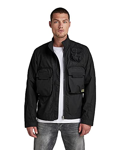 [ジースターロゥ] メンズ ライトジャケット オーバーシャツ 黒 ブラック Overshirt Bound Pocket Track Bomber D20121-A790-6484-L