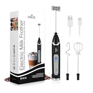 Unik - milk frother handheld - frother wand - frother for coffee - drink mixer - electric whisk - hand frother - coffee frother handheld mixer - espumador de leche electrico - electric milk frother.