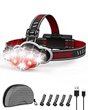 E-SMARTER Stirnlampe LED Wiederaufladbar USB, 8 LED Superheller 18000 Lumen Kopflampe, Sensor Stirnlampe 8 Lichtmodi Leichte IPX5 Wasserdichte Stirnlampen, Headlight für Joggen, Angeln, Laufen