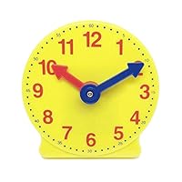 hand2mind Plastic Mini Geared Clock, Learning Clock Classroom Kit, Clock for Kids Learning to Tell Time, Yellow Practice Clock for Kids, Teaching Clock, School Supplies (Set of 1)