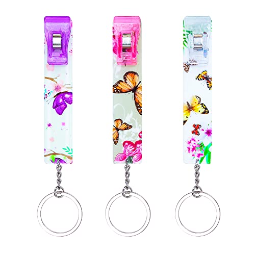 ZYTONGMAO 3PCS Credit Card Puller, Cute Debit Bank Card Grabber for Long Nails ATM Keychain Women with Plastic Clip (L)
