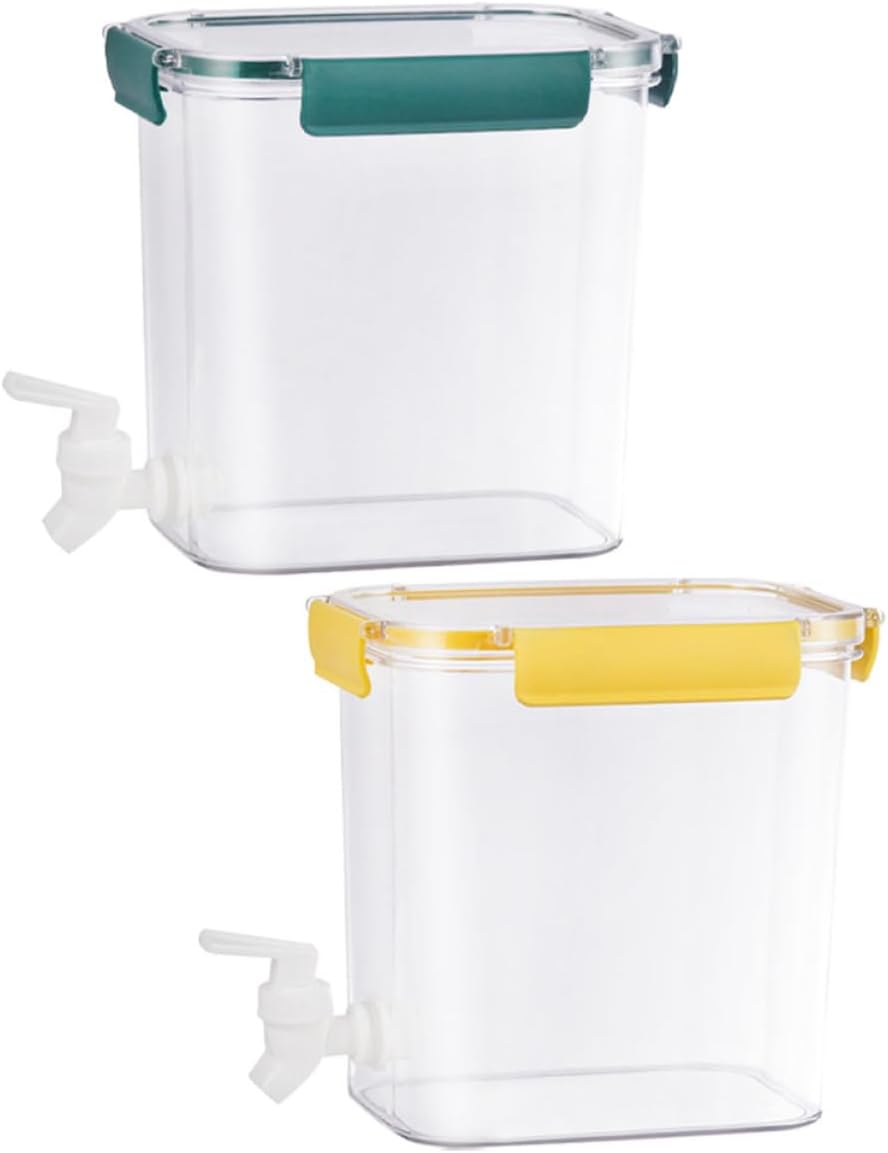 2pcs Cold Beverage Dispenser with Faucet Multi-functional Juice Container with Spigot Capacity for Parties and Fridge Design