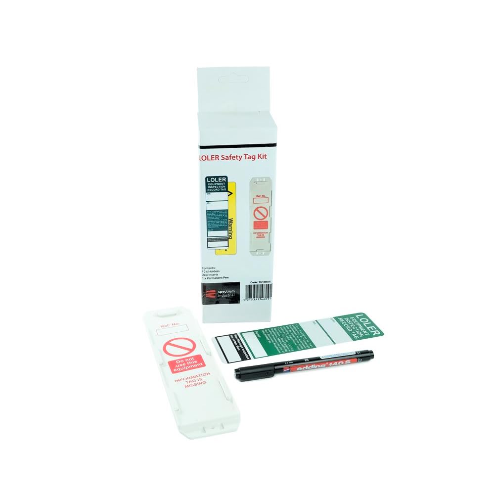 LOLER Equipment Inspection Tagging Kit - 10 Holders, 20 Polypropylene Inserts & 2 Pens | Lifting Equipment Safety Inspection Tag System | LOLER Compliance Tags for industrial Use