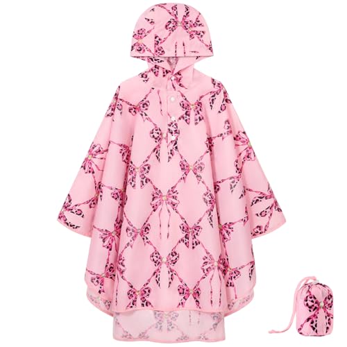 Image of WAWSAM Lightweight Rain Poncho Kids, Ponchos for Kids Waterproof Reusable Hooded, Kids Poncho Rain Jacket for Boys and Girls