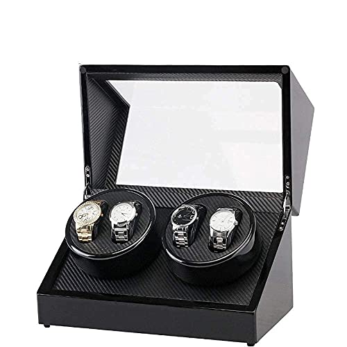 Remontoir montre automatique pour 4 montres en fibre de carbone noir boîtier double tête épuré