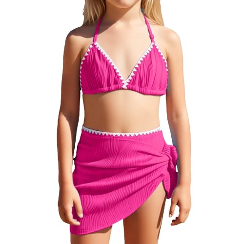 Maillot de bain fille ensemble mode 3 pièces triangle avec haut rembourré natation été 8-12 ans