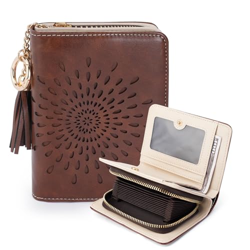 APHISON RFID Small Wallets for Women Ultra PU leather Card Holder Bifold Womens Ladies Wallet Zipper Coin Pocket