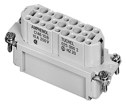 AMPHENOL C146 10B025 000 2 25WAY; PRODUCT RANGE:HEAVY MATE D SERIES; GENDER:RECEPTACLE; RECTANGULAR SHELL SIZE:16A; NO. OF CONTACTS:25CONTACTS; HEAVY DUTY CONTACT TYPE:CRIMP SOCKET - CONTACTS NOT SUPP