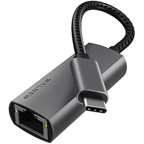 USB C to Ethernet Adapter, WALNEW Type C to RJ45 Gigabit Ethernet Adapter, USB-C Thunderbolt 3 to LAN Network Converter for MacBook Pro/Air, iPad Pro 2021, iPad Air 5/4, Steam Deck, Dell XPS Cover