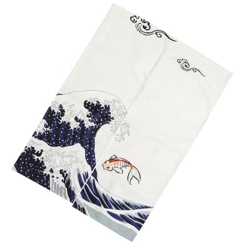TIKODIDA Cortina Decorativa para Puertas Noren de Estilo Japonés, Paneles de Algodón y Lino 65x90 Cm, Cortina para Cocina y Baño, Visillo para Privacidad y Filtrado de Luz