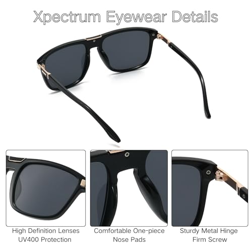 Image of Xpectrum Retro Rectangular Square Sunglasses for Men Women Vintage 70s 80s Mobster Gangster Style Rectangle Shades