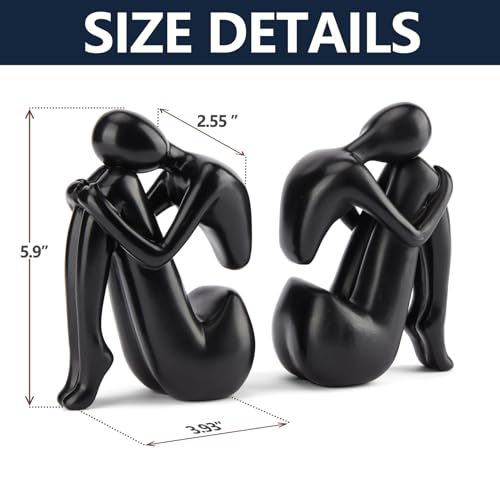 Estatua Decorativa Mujer Pensante en Resina Negra miniatura 2