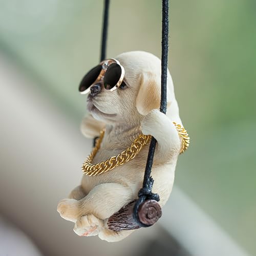 SIXHAOBU AutoZubehör zum Aufhängen, Labrador Retriever, Auto-Rückspiegel-Anhänger, Auto Rückspiegel Nette Innen Dekoration Hänge Ornament Spiegel Charms, Geschenke für Damen und Herren