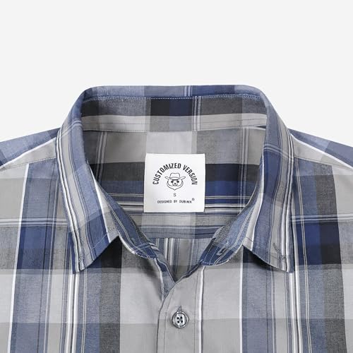 Image of Dubinik Mens Short Sleeve Button Down Shirts Soft Breathable Summer Vintage Regular Fit Lightweight Men's Casual Shirt