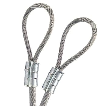 PSI- Galvanized Steel 1/4" Vinyl Coated Wire Rope 7x7 Strand 3/16" Core, Double Loops with Aluminum Sleeves, CUSTOM CUT MADE TO ORDER Guide Wire Safety Braided Steel Cable 1ft to 300ft 1 foot, Clear