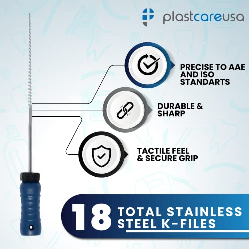 Dental Endodontic 21Mm Endo K Files (3 Packs Of 6) (18 Total Stainless Steel K-Files) (#8 Grey) #TOP2
