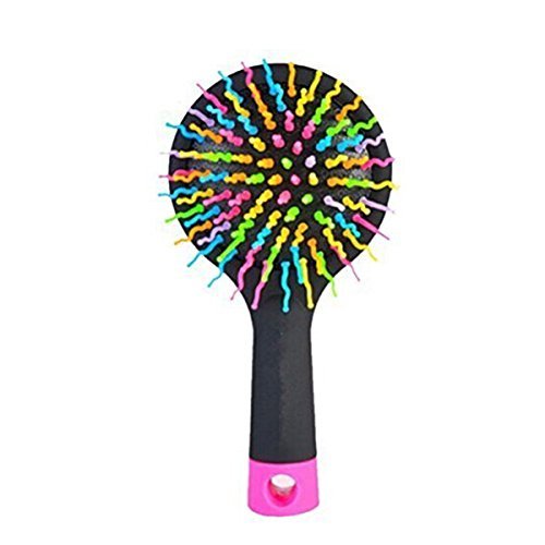 LEORX Detangling Hair Brush Rainbow Volume Brush Magic Hair Curl Straight Comb Brush with Mirror (Black) by LEORX