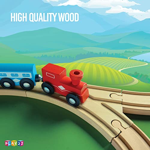 Play22 6012 Wooden Train Tracks - 52 Pcs + 2 Bonus Car Toy Trains - For Kids Is Compatible thumb #6