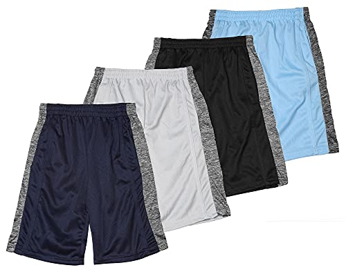 Active Club Boys' 4-Pack Mesh Active Athletic Performance Basketball Shorts with Pockets (4 Pack - AB216, Medium, m)