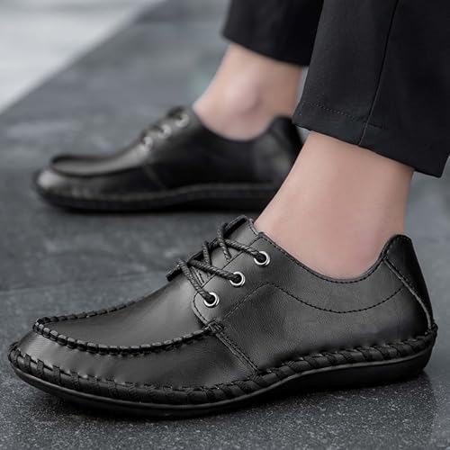 Men's Casual Loafers Fashion Leather Business Office Formal Driving Walking Shoes Comfortable Non-Slip Lace Up Casual Sneakers4