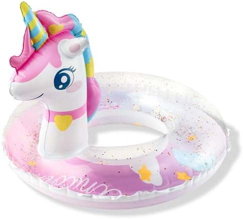 Zainpe Unicorn Inflatable Pool Float with Glitters Colorful Infla...