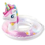 Zainpe Unicorn Inflatable Pool Float with Glitters Colorful Inflation Swimming Ring Summer Outdoor Water Lounge Inflatable Raft Tube Fun Beach Floaties Vinyl Swim Floaty Pool Toy for Kids Toddler