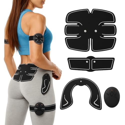 22-Piece EMS Muscle Stimulator Trainer – ABS Hip Trainer & Body Shaper | 6 Modes | 10 Intensities | Slim & Tone Abs, Waist, Legs & Buttocks with Micro-Pulse EMS