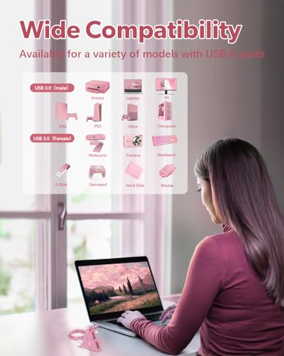 Image of Flyingvhub 4-Port Usb 3.0 Data Hub Pink