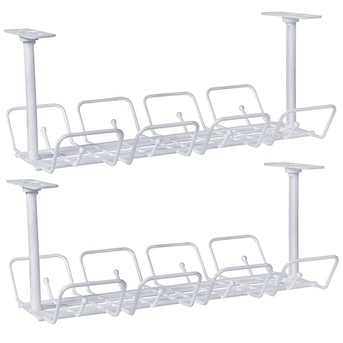 SHINEOFI 2piezas Organizador De Cables Debajo Mesa Unidades Sin Taladrar Bandeja De Almacenamiento De Cables para Escritorio Organizador De Eléctricos para Cocina