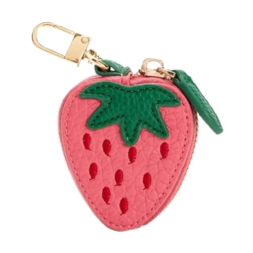 Leather Fruit Purse Charm,Cute Mini Coin Purse Keychain,Strawberry Keychain Purse for Backpack Decoration Gifts for Girl Women (Strawberry)