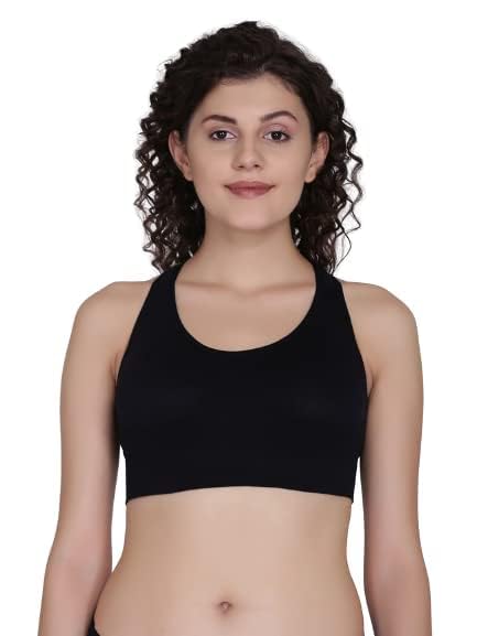 Image of Fashiol Women's Lightly Padded Racerback Sports Bra Criss Cross Back Crop Tank Top for Workout /Yoga & Exercises |Black 32
