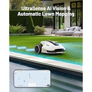 Yuka 2000 robot lawn mower for 05 acre ultrasense ai vision rtk antenna auto mapping app control45 slope capabilitywireless perimeterdual cutting discs up to 20 mowing zones  urban country home decor