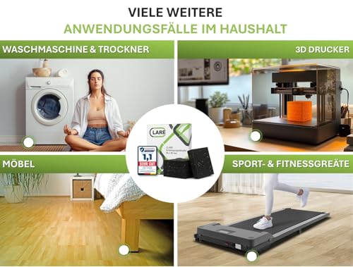 CLARE Premium Schwingungsdämpfer als Waschmaschinenunterlage und Vibrationsdämpfer | Antirutschpads | weniger Lärm und Bewegung | Antivibrationsmatte für Lautsprecher, 3D-Drucker | 4 Stück 10mm
