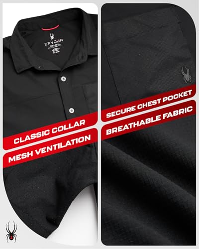 Spyder Mens Short Sleeve Button Down Shirts - Lightweight Stretch Ripstop Collared Wrinkle Free Dress Shirts for Men 5