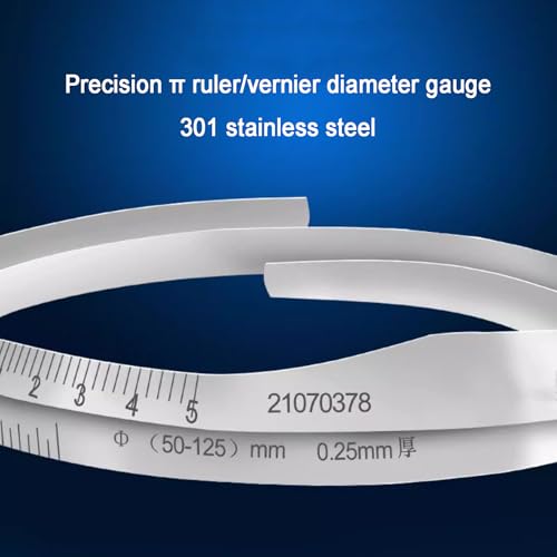 Règle de circonférence, règle en acier inoxydable - Diamètre extérieur - Règle flexible de diamètre extérieur - Valeur de graduation de 0,02 mm - Pour arbres, pneus, tuyaux (50-300 mm)