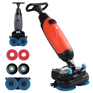 LADECNERHT Lavasciuga Pavimenti Professionale, 240 Giri/Min, Lavapavimenti Elettrica Leggera, con Larghezza di Pulizia di 17", Doppie Spazzole Rotanti, Testina Rotante a 360°, Copertura 1200 M²/H