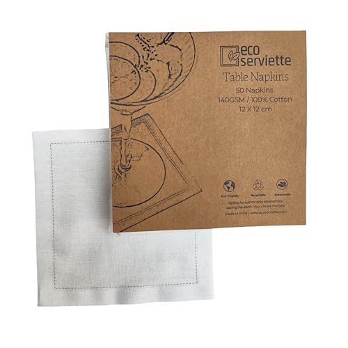 Servilletas Desechables de Algodón Blanco 4.7x4.7 pulg Pack 50 miniatura 4