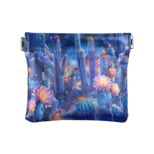 EFEWOI Coin Purse for Women Nebula Cactus Coin Pouch Change Holder PU Leather Mini Wallet Portable Coin Bag Money Pocket