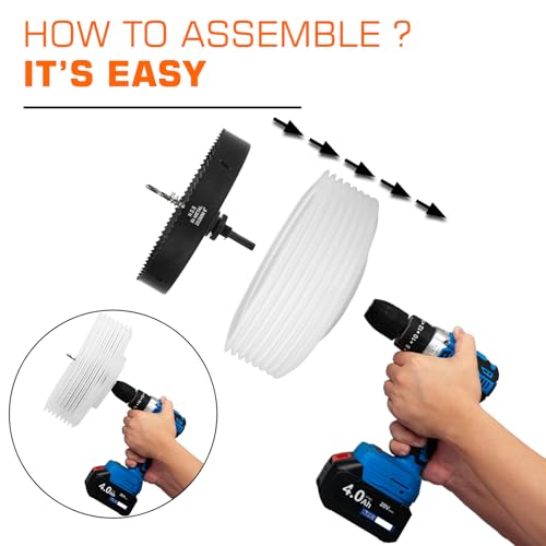 Image of 8 Hole Saw for Recessed Lights, 8 Inch Hole Cutter with Dust Bowl Catcher for Led Recessed Lighting 8 Inch and Wood Metal Drywall, Bi-Metal Construction, Black