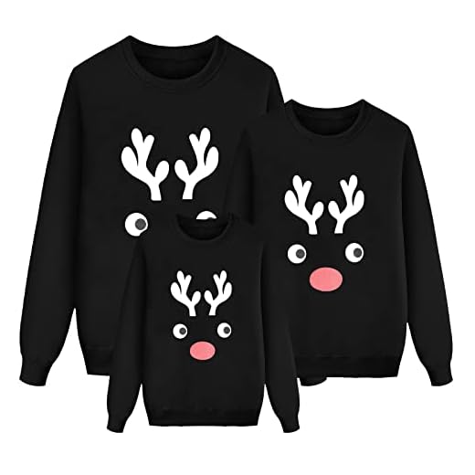 riou Sudadera Navidad Familiares Suéter 2022 Feo Sudaderas Navideñas Ugly Reno Manga Larga Pullover Mujer Hombre Niño Niña Chica Chico Talla Grande Túnica Sueter Moda Hoodie
