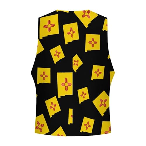 Flag Map of New Mexico Novelty Men's Suit Vest Casual Formal Dress Vests Business Waistcoat4