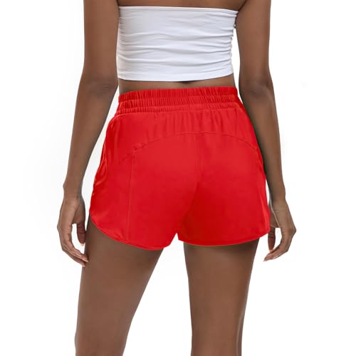 Women's 3" High Waisted Running Shorts Quick Dry Dolphin Sporty Athletic Gym Track Shorts for Women with Zipper Pocket2