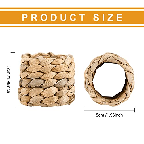 WXJ13 Water Hyacinth Napkin Rings Set of 12 Pieces Round Woven Napkin Rings Rustic Napkin Rings Farmhouse Napkin Rings for Christmas Wedding Holidays Dinners Party Supplies Everyday Use