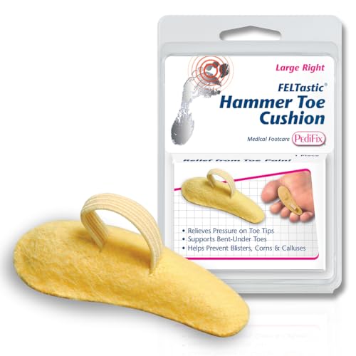 PediFix Felt Toe Crest Cushion with Loop for Hammer Toe Support Large Right 3 Pack