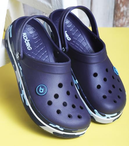 Image of KOBURG Lite Men's Super Stylish Clogs | Casual Walking Clogs | Sandals with Adjustable Back Strap for Men | Comfortable & Light Weight | Stylish & Anti-Skid | Waterproof | Gents /Boys KF-414
