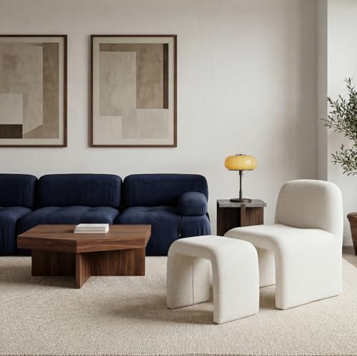 Sillón Lounge Beige con Otomán Diseño Moderno miniatura 4