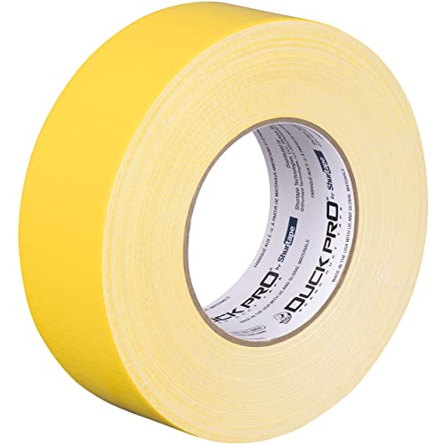 Image of Duck Pro by Shurtape Professional Grade, Industrial Colored Cloth Duct Tape for Industrial Color-Coding, HVAC and Automotive, 48mm x 60yd, 10.0 mil, Yellow, 1 Roll (105483)