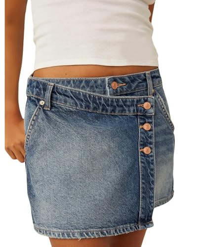 Free People Women's Wynne Denim Skirt, Cornflower