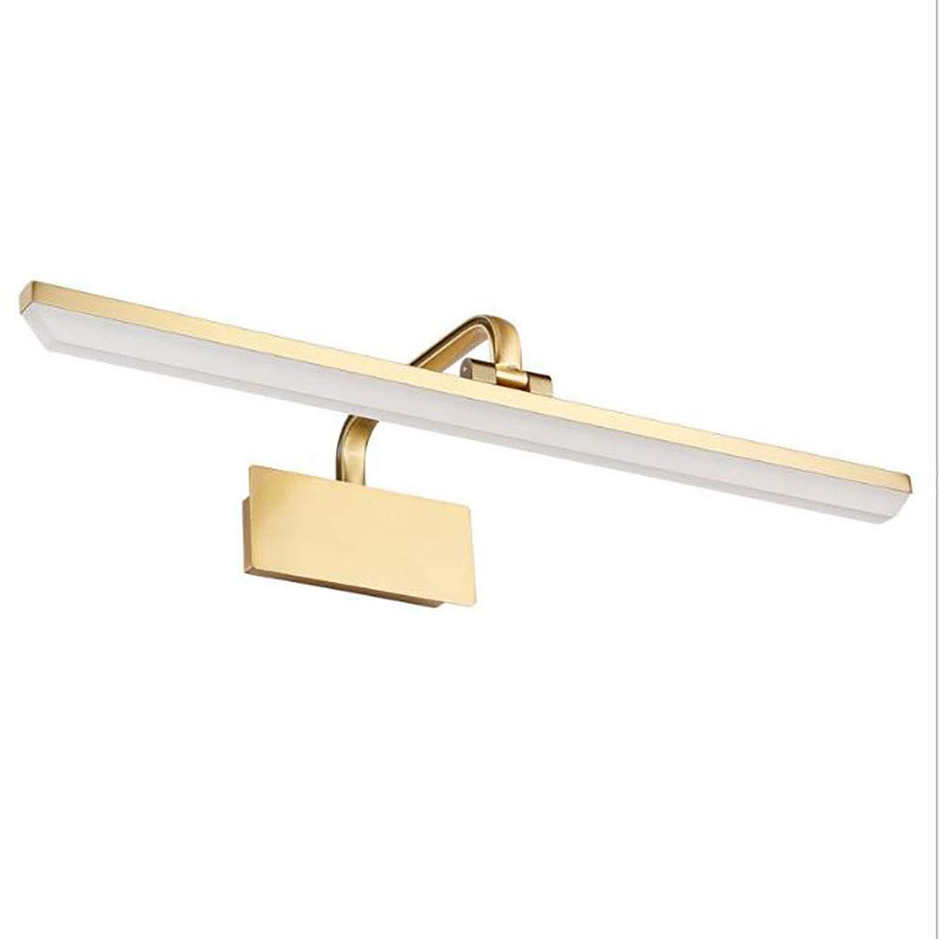 Specchio Lampada frontale LED Vintage bagno oro Applique in metallo Impermeabile anti-appannamento e anti-umidità Specchio da bagno Lampade da parete 14W,warmwhite