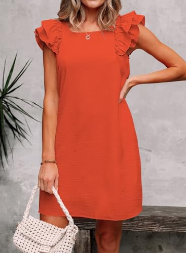 Image of Falechay Womens Summer Dresses Bow Tie Back Sundresses for Women Ruffle Short Sleeve Dress Casual Cute Sundress with Pockets